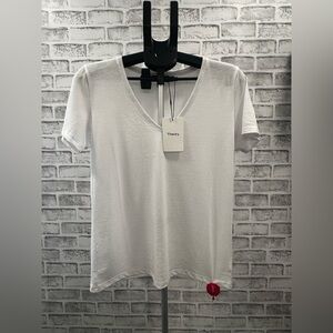 Theory Dayne Atmos Light V-Neck Short Sleeve White T-Shirt